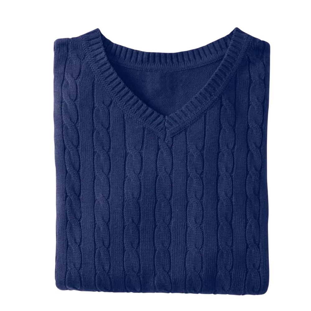 Woman Within Cable Knit V-Neck Pullover Sweater 100% Cotton 3X 30/32 Preppy